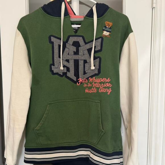 Hustle Gang hoodie embroidered green white bear Small - Picture 1 of 8